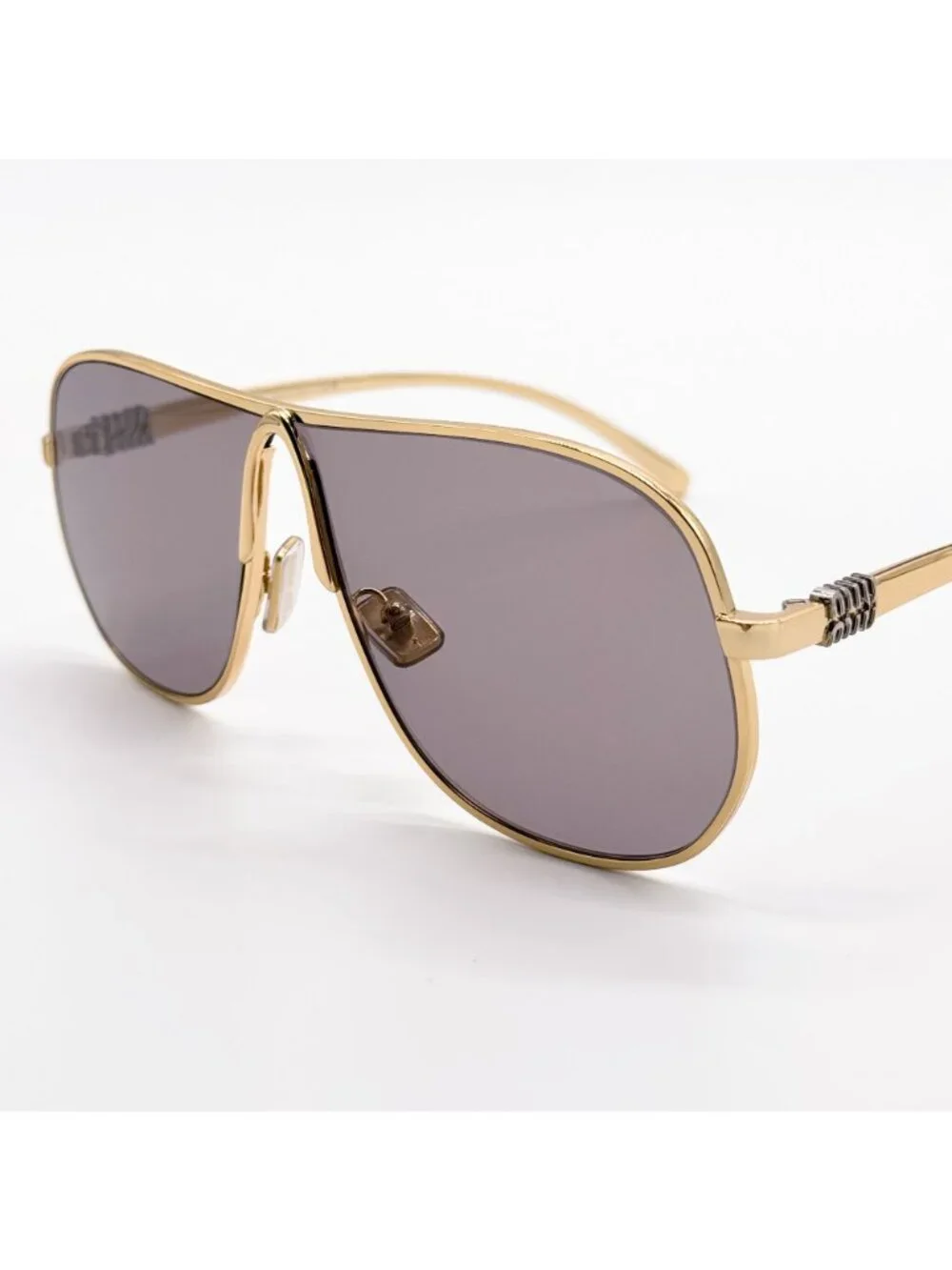 New Miu Miu MU A56S Oversized Gold Purple Sunglasses MUA56S 5AK20I
